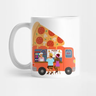 Street food truck take away pizza. Mug